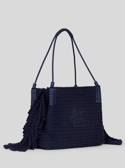 SMALL LIBRA TOTE BAG IN WOOL WITH FRINGING