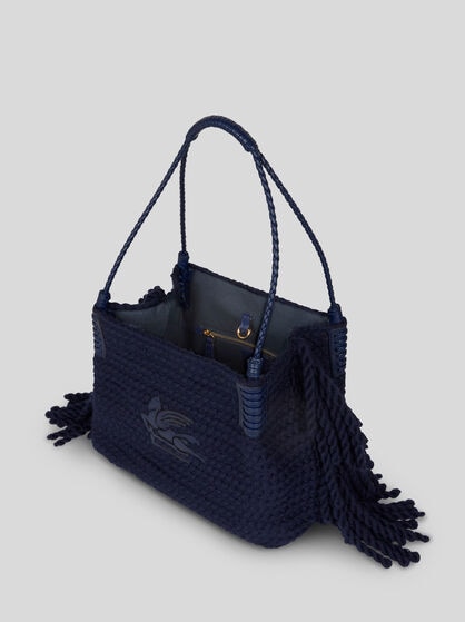 SMALL LIBRA TOTE BAG IN WOOL WITH FRINGING
