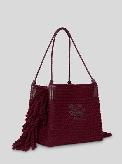 SMALL LIBRA TOTE BAG IN WOOL WITH FRINGING