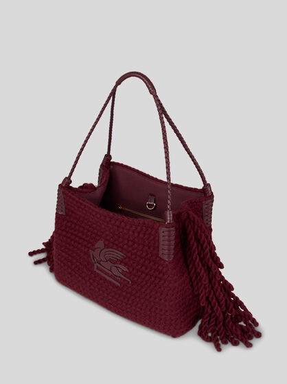 SMALL LIBRA TOTE BAG IN WOOL WITH FRINGING