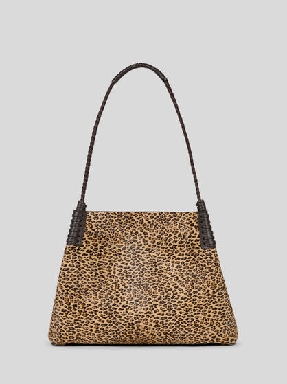 SMALL LIBRA TOTE BAG IN LEATHER WITH ANIMAL PRINT