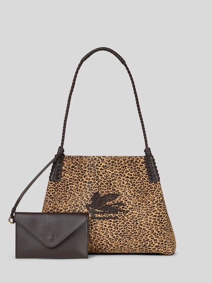 SMALL LIBRA TOTE BAG IN LEATHER WITH ANIMAL PRINT