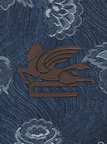 SMALL LIBRA TOTE BAG IN JACQUARD DENIM