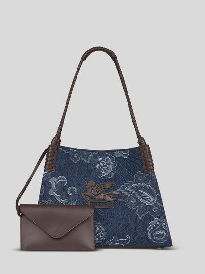 SMALL LIBRA TOTE BAG IN JACQUARD DENIM
