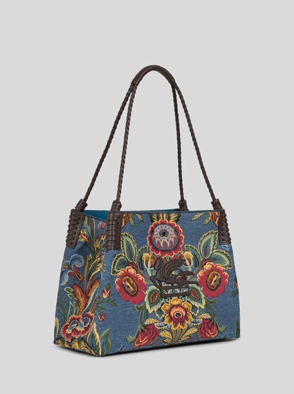 SMALL FLORAL JACQUARD LIBRA TOTE BAG