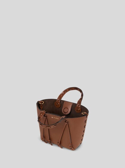 ETRO ESSENTIAL MINI LEATHER TOTE BAG WITH THREADING