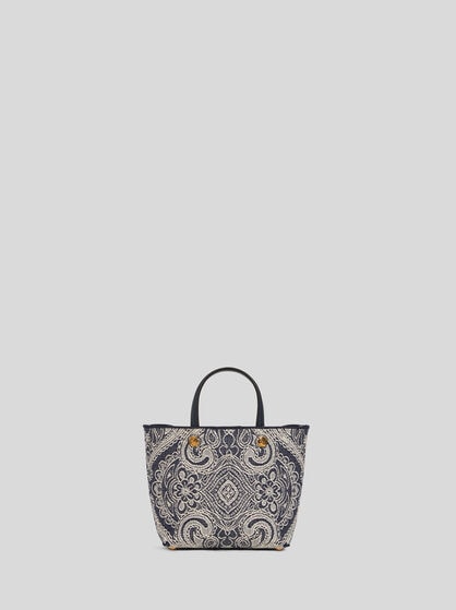 ETRO ESSENTIAL MINI JACQUARD DENIM TOTE BAG
