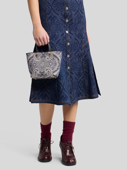 ETRO ESSENTIAL MINI JACQUARD DENIM TOTE BAG