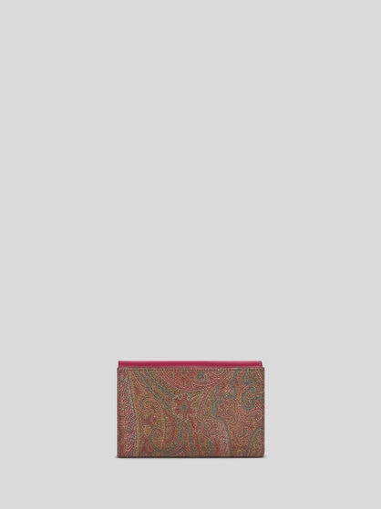PAISLEY WALLET WITH LEATHER FLAP AND COIN BUTTON
