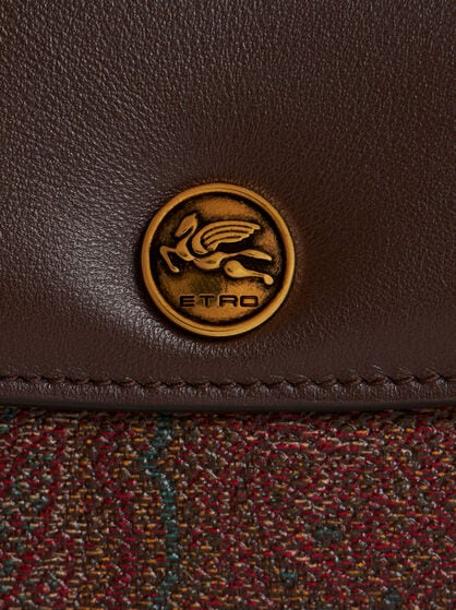 PAISLEY WALLET WITH LEATHER FLAP AND COIN BUTTON