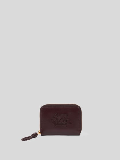 LIBRA COMPACT ZIP-AROUND LEATHER WALLET WITH PEGASO