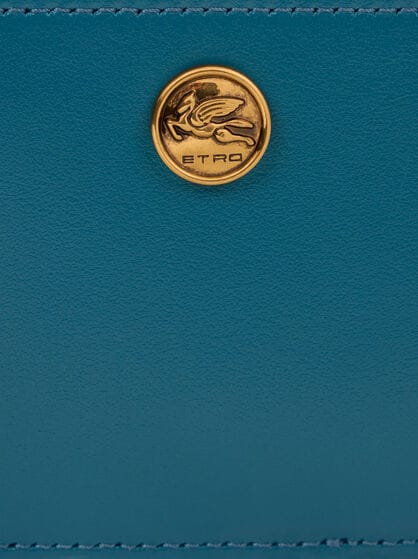 LEATHER CARD HOLDER WITH PEGASO BUTTON