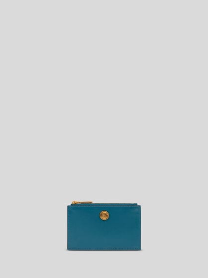 LEATHER CARD HOLDER WITH PEGASO BUTTON