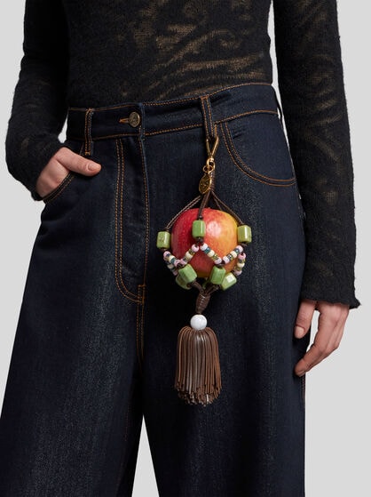 APPLE CHARM WITH SMALL TASSEL AND BEADING