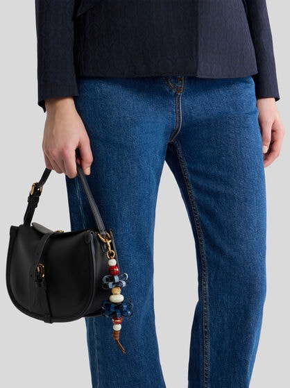 LEATHER CHARM WITH FLOWERS AND MARBLES