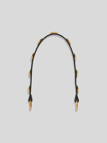 LEATHER BAG HANDLE WITH DIAMOND-SHAPED STUDS