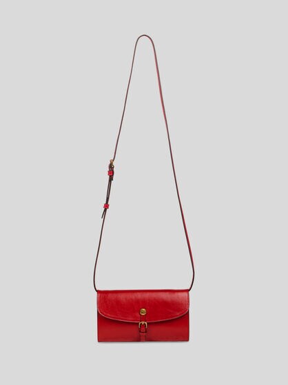 LEATHER PONY WALLET WITH SHOULDER STRAP