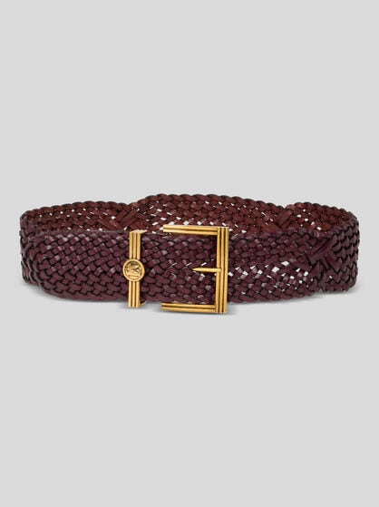 CINTURA IN PELLE INTRECCIATA CON FIBBIA MONETA