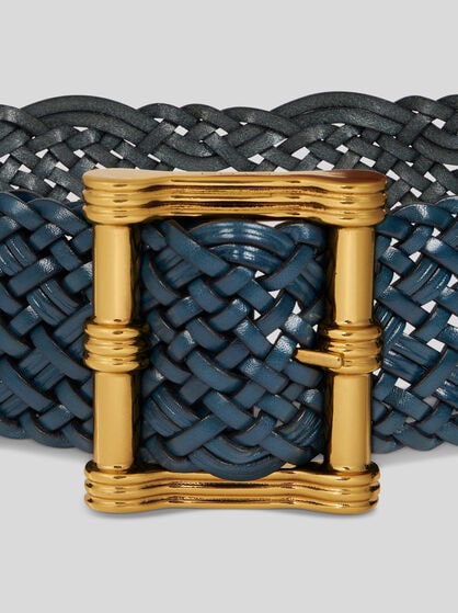 WOVEN LEATHER MAXI BELT
