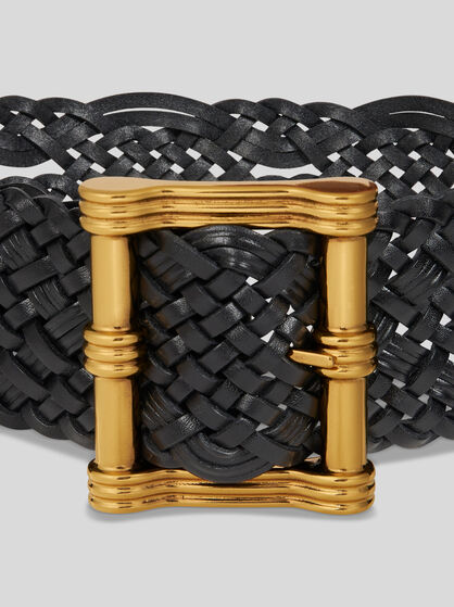 WOVEN LEATHER MAXI BELT