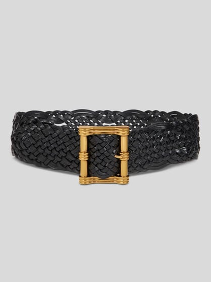 WOVEN LEATHER MAXI BELT