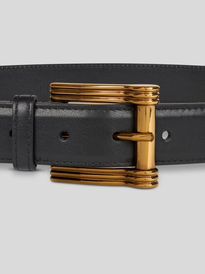 PLAIN-COLOURED LEATHER BELT