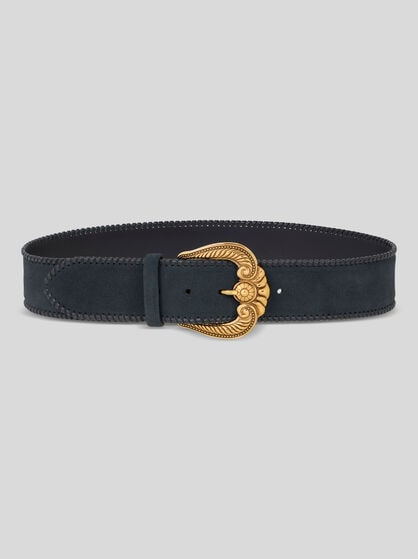 SUEDE BELT WITH PAISLEY BUCKLE