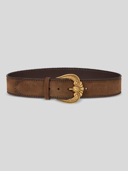 SUEDE BELT WITH PAISLEY BUCKLE