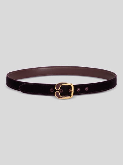 VELVET BELT WITH ENAMELLED PAISLEY BUCKLE