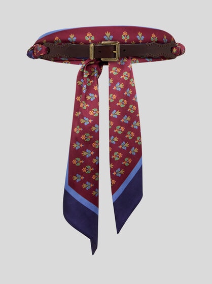 LEATHER BELT WITH PRINTED SCARF