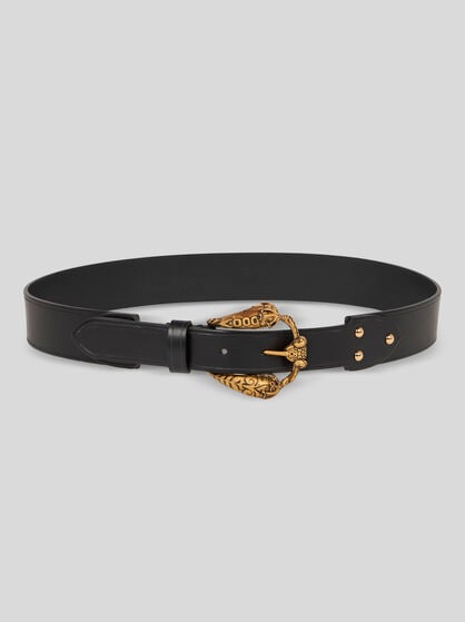 LEATHER BELT WITH ANIMAL BUCKLE