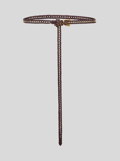 CHAIN AND WOVEN LEATHER BELT