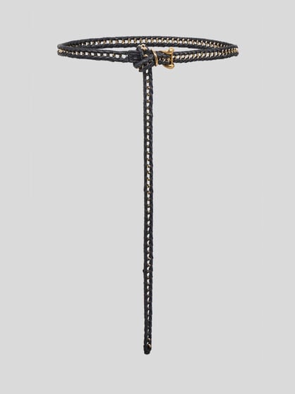 CHAIN AND WOVEN LEATHER BELT