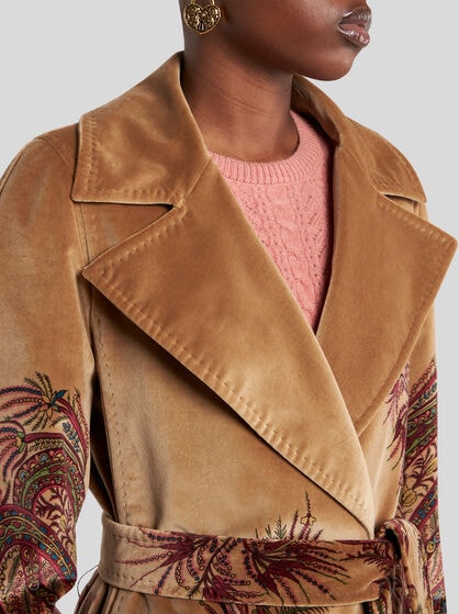 VELVET COAT WITH PRINT