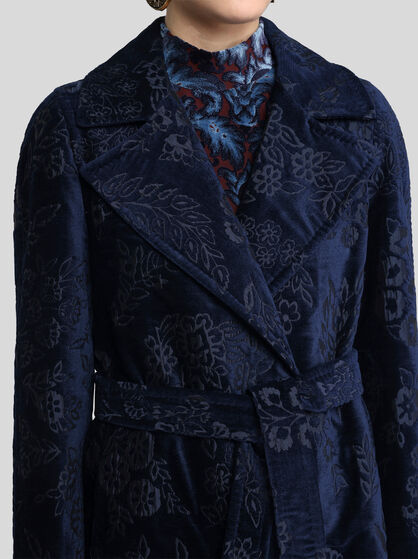 CHENILLE JACQUARD COAT WITH BELT