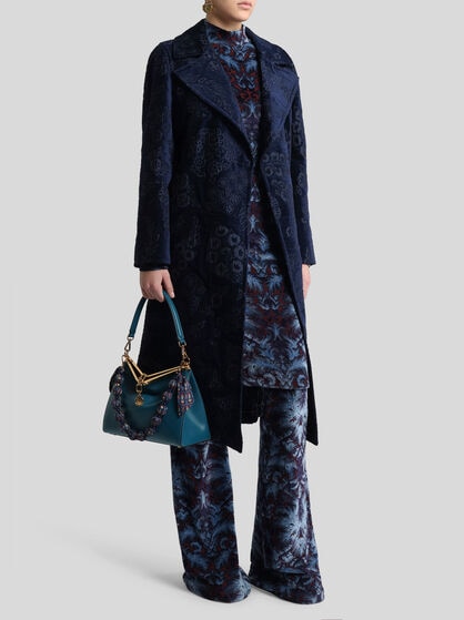 CHENILLE JACQUARD COAT WITH BELT