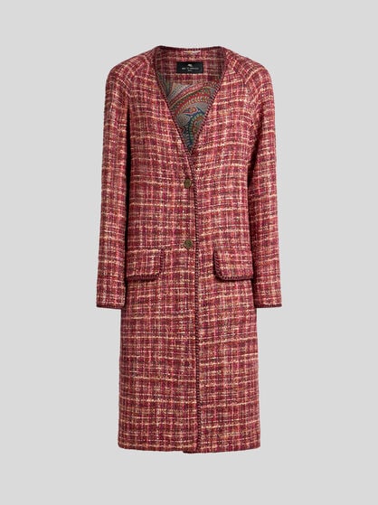WOOL AND COTTON BASKETWEAVE COAT