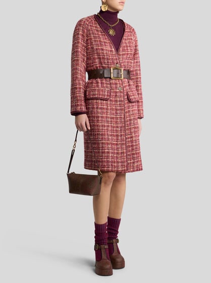 WOOL AND COTTON BASKETWEAVE COAT