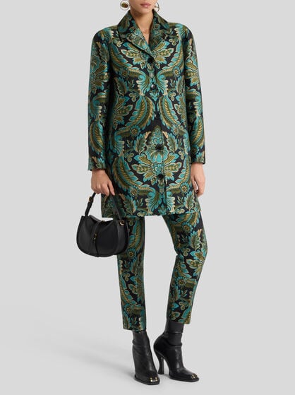COAT WITH FLOWER AND BEE JACQUARD MOTIF