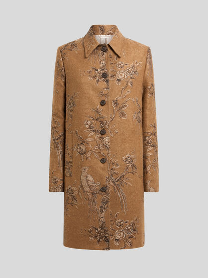 JACQUARD COAT WITH NATURE MOTIF