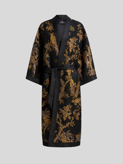 KIMONO COAT WITH BEADS AND NATURE EMBROIDERY