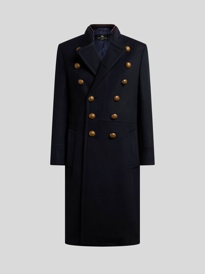 DOUBLE-BREASTED WOOL-BLEND CLOTH COAT