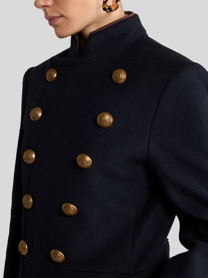 DOUBLE-BREASTED WOOL-BLEND CLOTH COAT