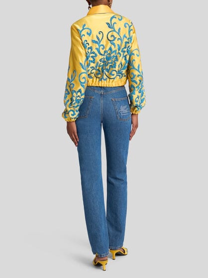 CROPPED BOMBER JACKET WITH EMBROIDERY