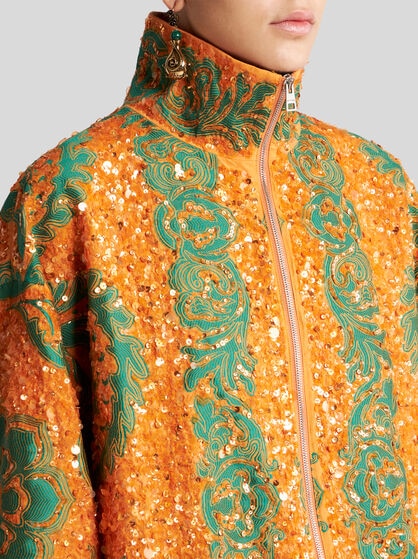 BOMBER JACKET WITH ALL-OVER SEQUIN EMBROIDERY