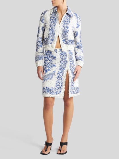 CROPPED BOMBER JACKET WITH SEQUIN EMBROIDERY