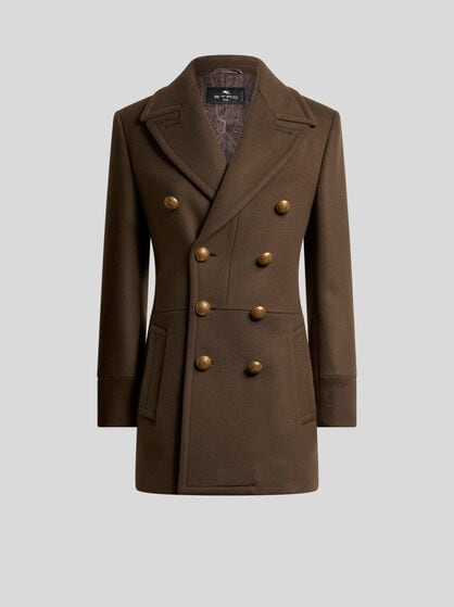 LONG DOUBLE-BREASTED WOOL-BLEND CLOTH JACKET