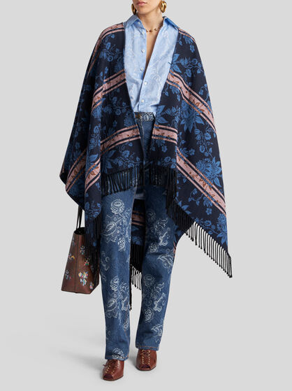 FLORAL JACQUARD CAPE