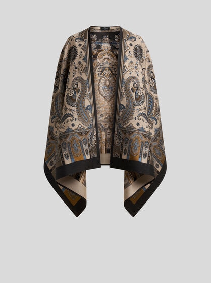 WOOL-BLEND JACQUARD CAPE WITH PAISLEY MOTIF