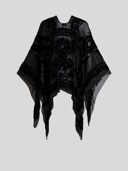 FLORAL BURNOUT VELVET CAPE